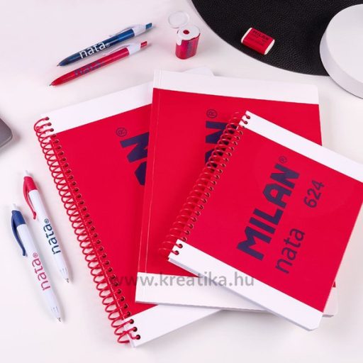 Spirálfüzet A/4 80 lapos, sima Milan "Nata 624" rózsaszín
