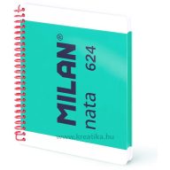   Spirálfüzet A/5 80 lapos, négyzetrácsos Milan "Nata 624" zöld