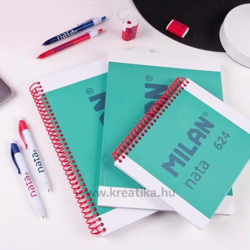 Spirálfüzet A/5 80 lapos, vonalas Milan "Nata 624" zöld
