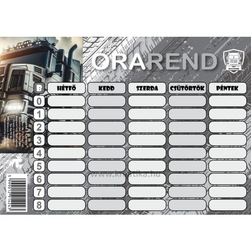 Órarend 11,7x16,5 cm 25 db/csomag T-Creativ "Boys