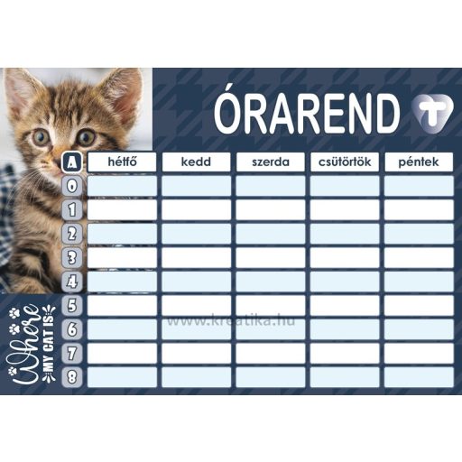 Órarend 11,7x16,5 cm 25 db/csomag T-Creativ "Cats