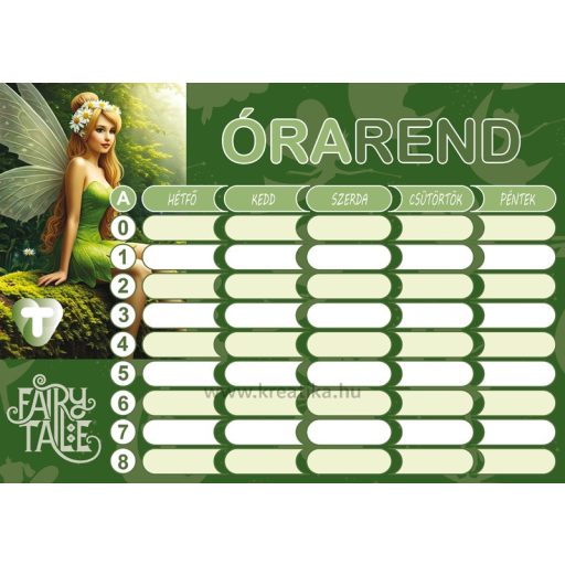 Órarend 11,7x16,5 cm 25 db/csomag T-Creativ "Girls