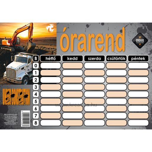 Órarend 16,5x23,5 cm 25 db/csomag T-Creativ "Boys
