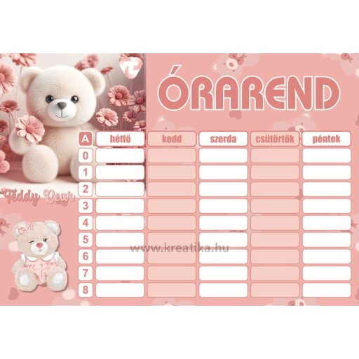 Órarend 16,5x23,5 cm 25 db/csomag T-Creativ "Girls
