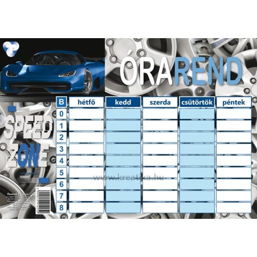 Órarend 16,5x23,5 cm 25 db/csomag T-Creativ "Sportcars