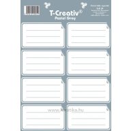   Füzetcímke, keretes és akasztós 2 ív/csomag T-Creativ "Pastel Grey
