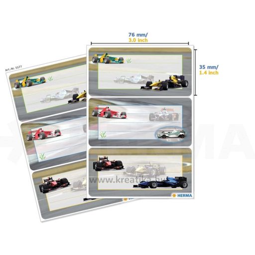 Füzetcímke 2 ív/csomag Herma "Racing cars