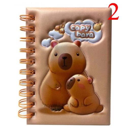 Capybara 3D spirálos vonalas notesz - 14x1x11 cm