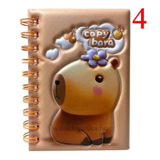 Capybara 3D spirálos vonalas notesz - 14x1x11 cm